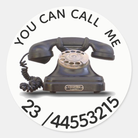 Sticker Rond Ancien téléphone - ajouter le numéro (Devant)