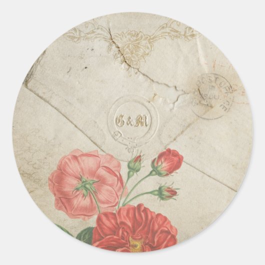 Sticker Rond Ancienne enveloppe - Embellissement Vintage du blo (Devant)