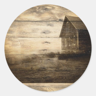 Sticker Rond ancienne ferme primitive de l'ouest cabine
