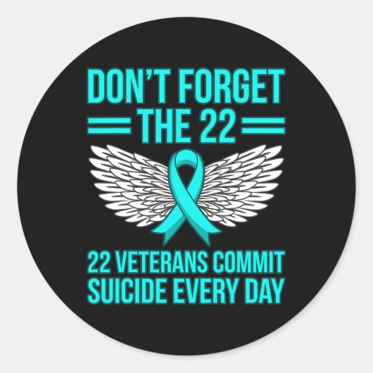 Sticker Rond Anciens Combattants Commettent Suicide Ptsd Sensib (Devant)