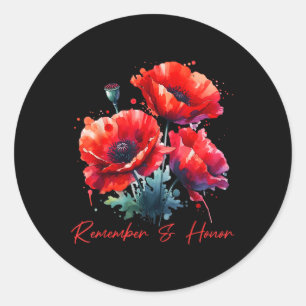 Sticker Rond Anciens Combattants Day 2024 Usa Memorial Day Red 