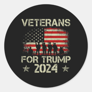 Sticker Rond Anciens Combattants Pour Trump 4 juillet Drapeau A