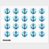 Sticker Rond Ancrage bleu avec vagues bleues (Feuille)
