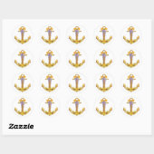 Sticker Rond Ancre avec Fleurs (Feuille)