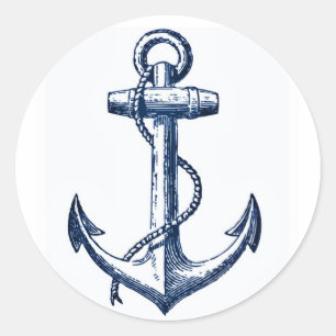 Sticker Rond Ancre bleu marine
