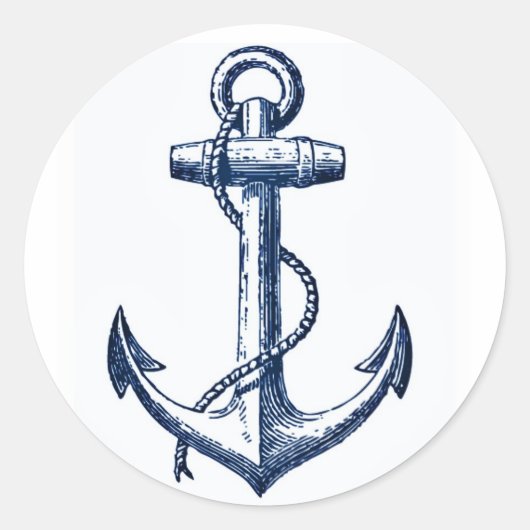 Sticker Rond Ancre bleu marine (Devant)