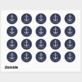 Sticker Rond Ancre bleu marine moderne mariage Faveur (Feuille)