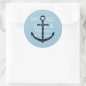Sticker Rond Ancre bleue Adresse personnalisée (Sac)