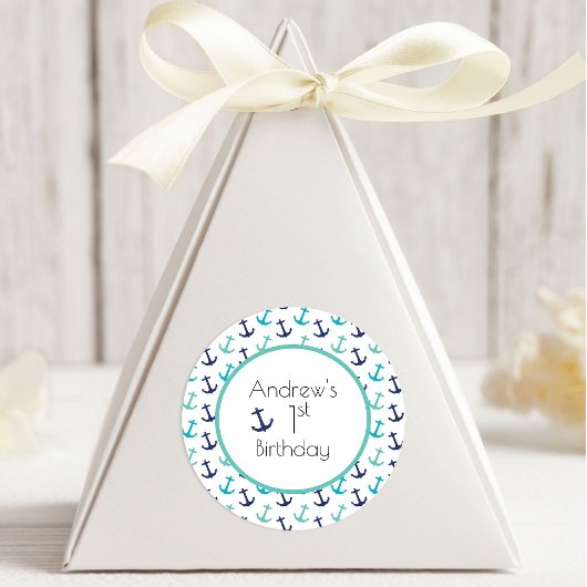 Sticker Rond Ancre bleue marine