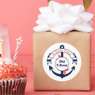 Sticker Rond Ancre Bleue Marine Nautique Nouveau Bateau Félicit