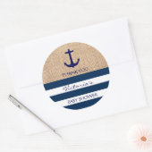 Sticker Rond Ancre Burlap bleu marine (Enveloppe)