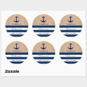 Sticker Rond Ancre Burlap bleu marine (Feuille)