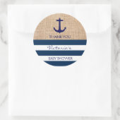 Sticker Rond Ancre Burlap bleu marine (Sac)