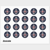Sticker Rond Ancre Coeur Mariage de marine (Feuille)