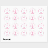 Sticker Rond Ancre d'aquarelle marine rose Merci (Feuille)