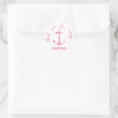 Sticker Rond Ancre d'aquarelle marine rose Merci (Sac)