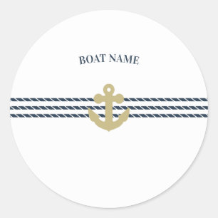Sticker Rond Ancre de bateau nautique, corde