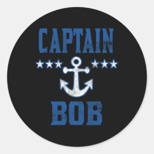 Sticker Rond Ancre de capitaine Bob bleu vintage de navigation