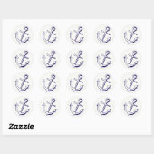 Sticker Rond Ancre de navire bleu marine Nautique mariage (Feuille)