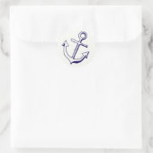 Sticker Rond Ancre de navire bleu marine Nautique mariage (Sac)