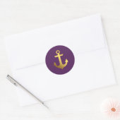 Sticker Rond Ancre de purple et de Faux Gold Foil (Enveloppe)