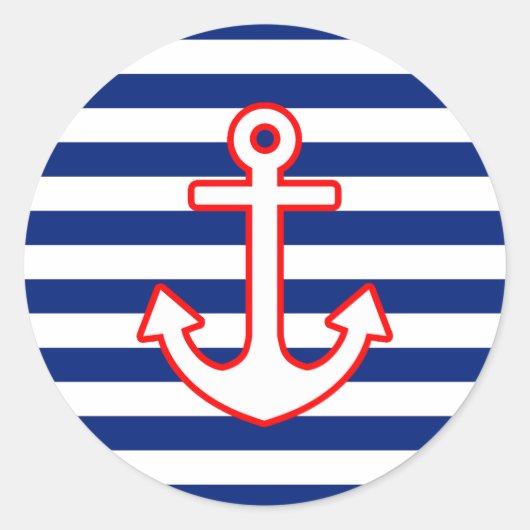 Sticker Rond Ancre de style nautique sur les bandes (Devant)