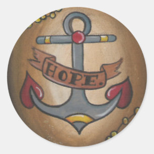 Sticker Rond Ancre de tatouage