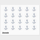 Sticker Rond Ancre Dessin Mariage nautique Thème Marine Bleu (Feuille)