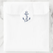 Sticker Rond Ancre Dessin Mariage nautique Thème Marine Bleu (Sac)