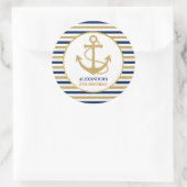 Sticker Rond Ancre d'or bleu marine (Sac)