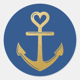 Sticker Rond Ancre du coeur romantique