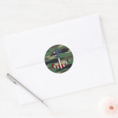 Sticker Rond Ancre du drapeau américain sur Camo (Enveloppe)