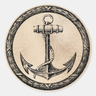 Sticker Rond Ancre et couronne
