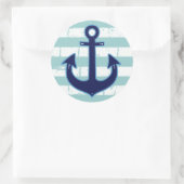 Sticker Rond ancre et rayures bleues (Sac)