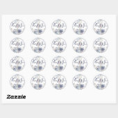 Sticker Rond Ancre florale nautique Merci Mariage bleu marine (Feuille)