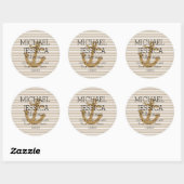 Sticker Rond Ancre Gold Parties scintillant rayures Adresse per (Feuille)