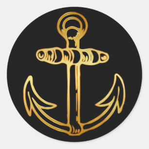 STICKER ROND ANCRE GOLD SHIPS