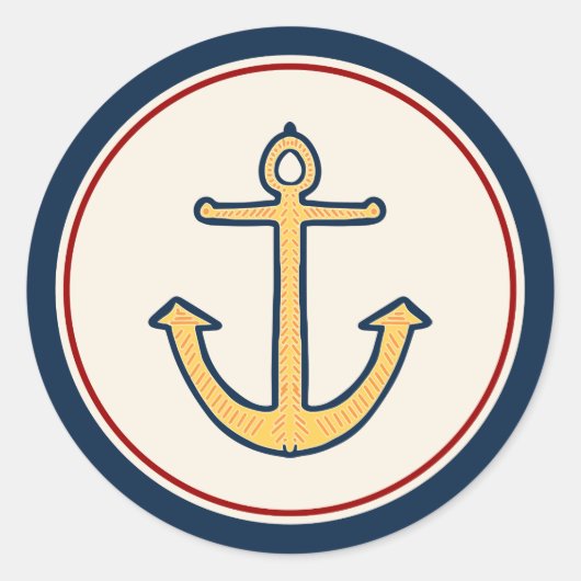 Sticker Rond Ancre jaune nautique (Devant)