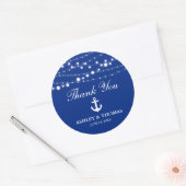 Sticker Rond Ancre Mariage nautique Lumières Merci bleu (Enveloppe)