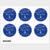 Sticker Rond Ancre Mariage nautique Lumières Merci bleu (Feuille)