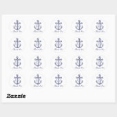 Sticker Rond Ancre Marine Bleu Mariage nautique Merci (Feuille)