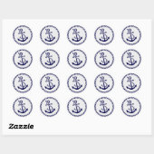 Sticker Rond Ancre marine bleue marine et couronne (Feuille)