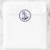 Sticker Rond Ancre marine bleue marine et couronne (Sac)