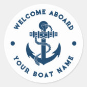 Sticker Rond ancre marine marine bleu et blanc (Devant)