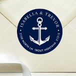Sticker Rond Ancre nautique<br><div class="desc">Ancrage nautique autocollants de mariage marine personnalisés.</div>