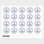 Sticker Rond Ancre nautique Bleu Mariage Merci (Feuille)