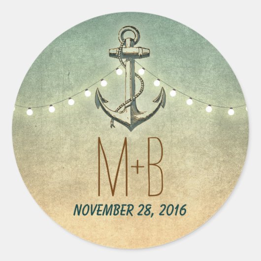 Sticker Rond ancre nautique et feux mariages (Devant)