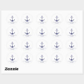 Sticker Rond ancre nautique mariage marine bleu blanc faveurs (Feuille)