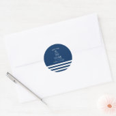Sticker Rond Ancre nautique Marine Blue Striped (Enveloppe)