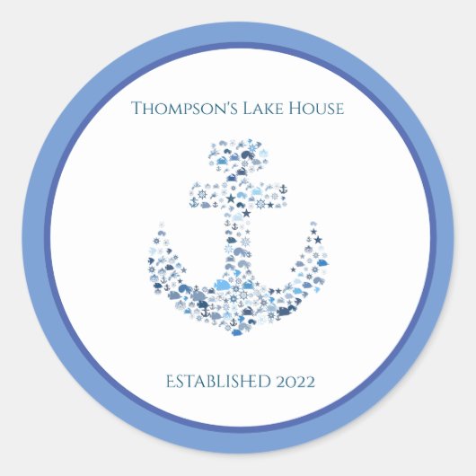 Sticker Rond Ancre nautique personnalisée Thème (Devant)